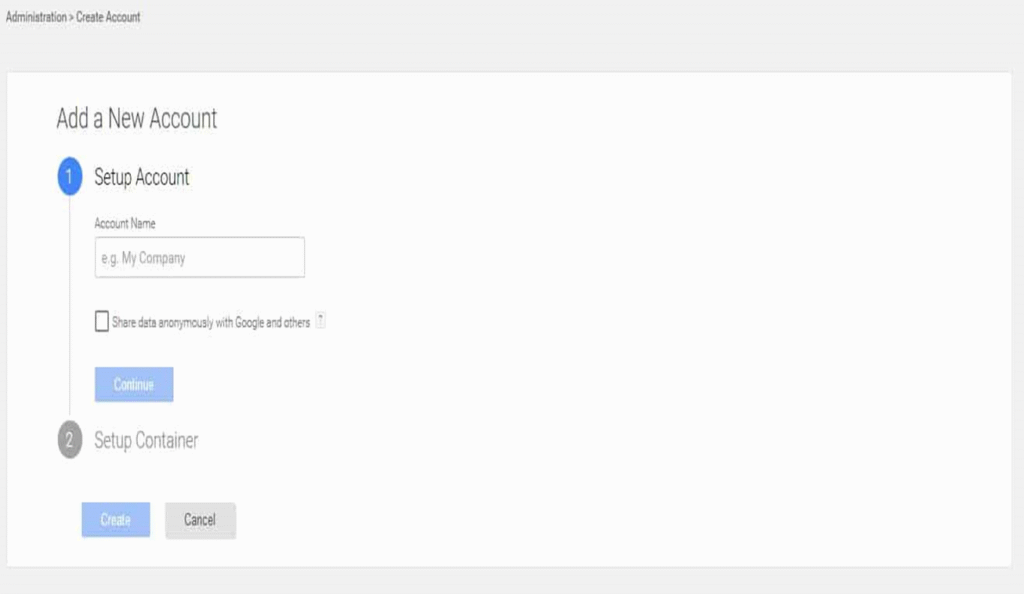  انشاء حساب في Google Tag Manager